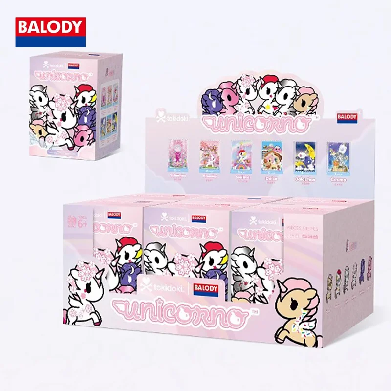 

BALODY 6PCS Originality Unicorn Scene Series Puzzle Block Romantic Cherry Blossom Decoration Kawaii Collect Toys Holiday Gift