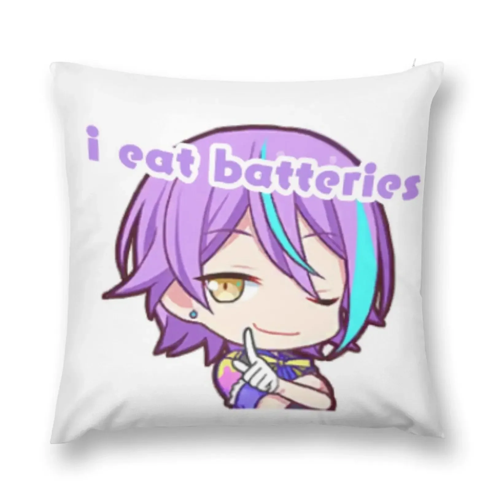 i eat batteries rui kamishiro project sekai meme Throw Pillow Bed pillowcases ornamental pillows pillow cover luxury pillow