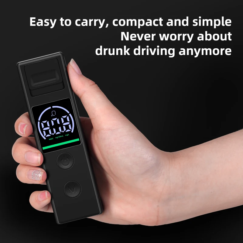 OEM ODM ポータブル高感度飲酒検知器 HD ディスプレイ非接触 Type-C 充電内蔵リチウム電池アルコールテスター