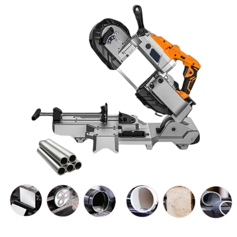 1100W Portable Band Saw Removable Alloy Steel Base Cordless Band Saw Cutting Capacity Hand Held For Metal Wood 220~240V