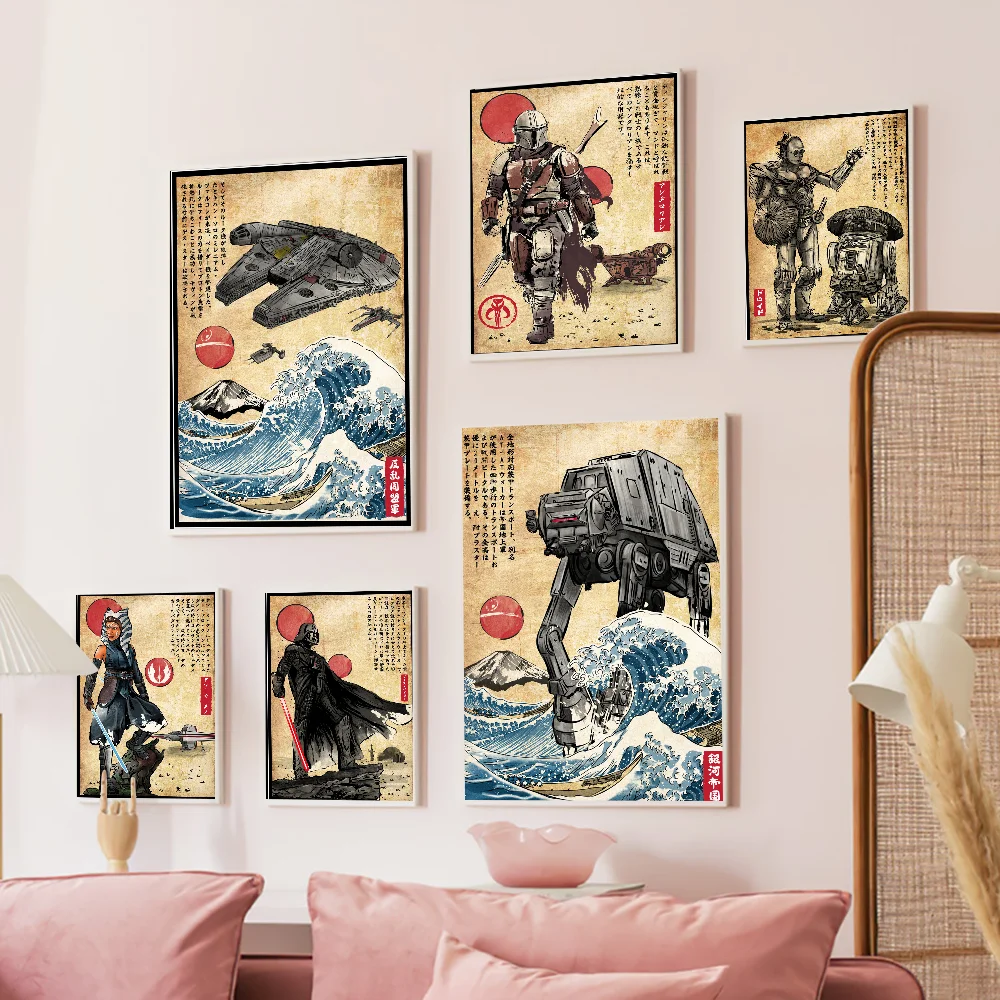 S-Star W-Wars Film Poster Sticky HD Quality Wall Art Retro Posters for Home Kawaii Room Decor