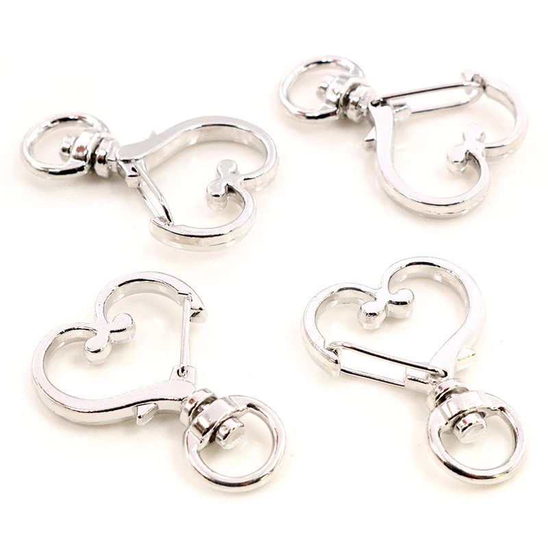 Cat Heart Snap Hook Clips, 10pcs Keychain Supplies