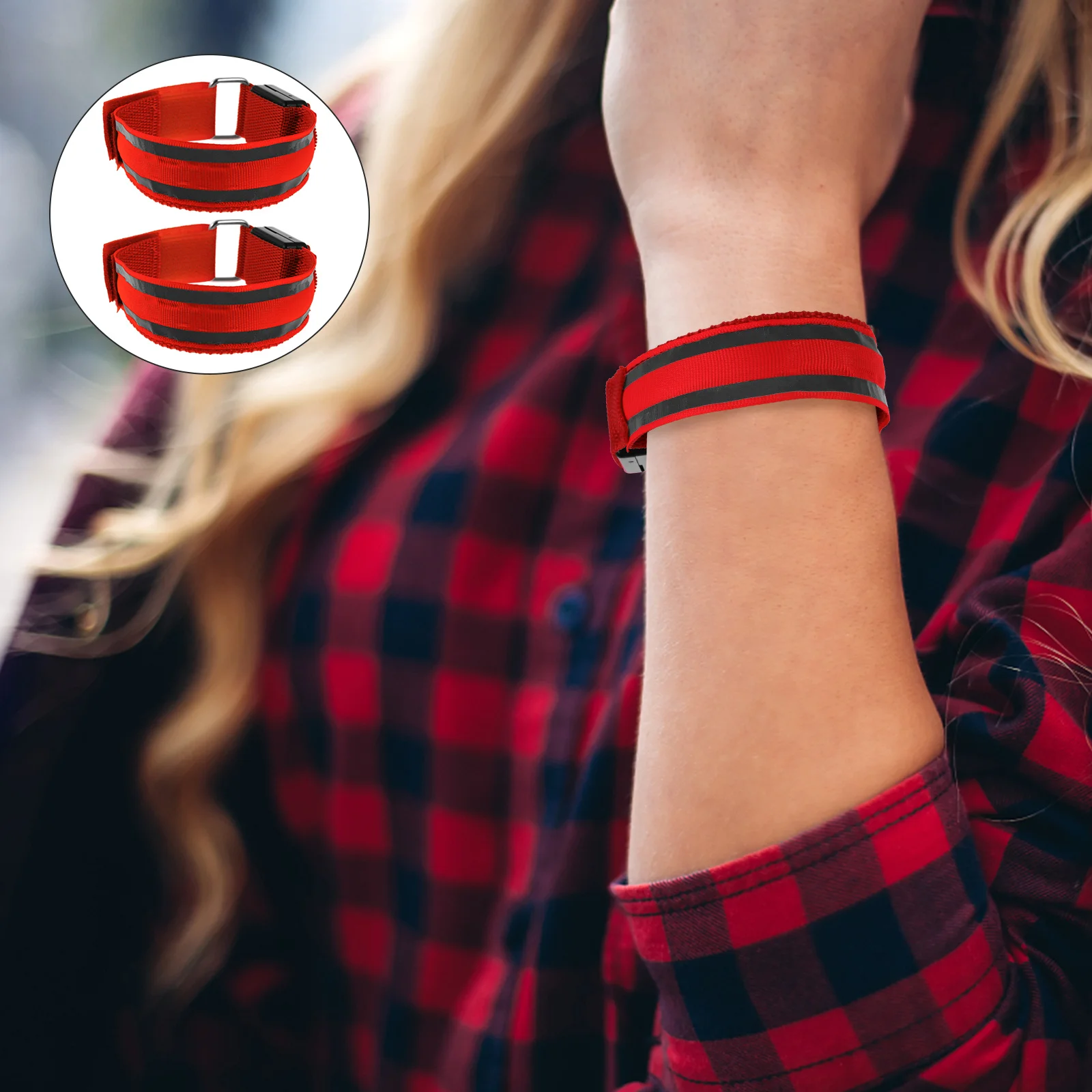 2 قطعة Led توهج سوار وامض الذراع معصمه ليلا تشغيل الرياضة في الهواء الطلق ضوء السلامة مضيئة شارة عاكسة الجري