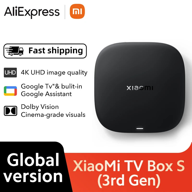 【Brand+】Xiaomi TV Box S 3rd Gen 4K Ultra HD Bluetooth 5.2 Wifi6 32GB ROM Google TV Google Assistant Smart Media Player