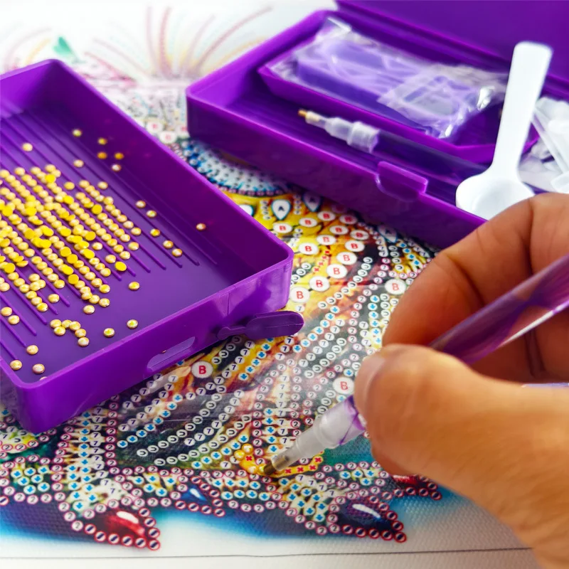 DIY Diamond Painting Tool Kit 4 Color Storage Box With Tray Wax Tweezers Pen Set 5D Diamond Embroidery Accessories Craft Tools view 6