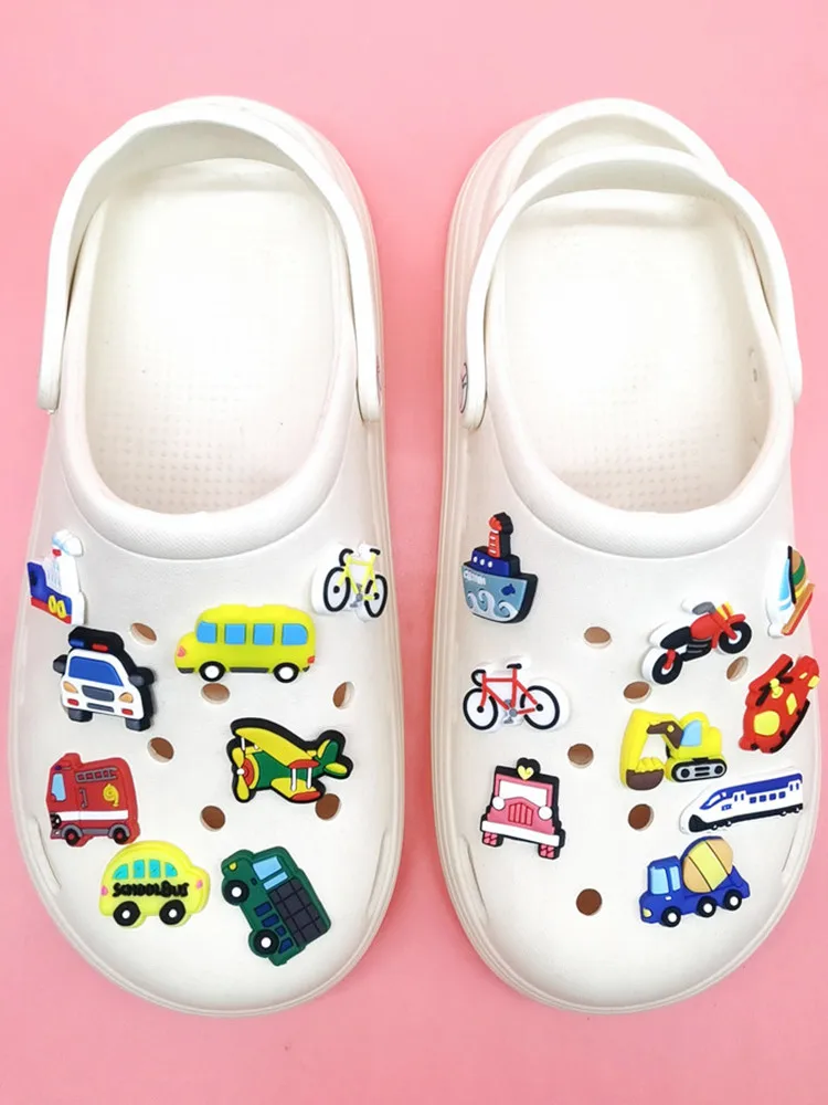 Cute Airplane Car Train BoatShoe Charms Decorations Cartoon PVC Buckle Accessories Clog Ornaments Adult Kids Birthday Party Gift