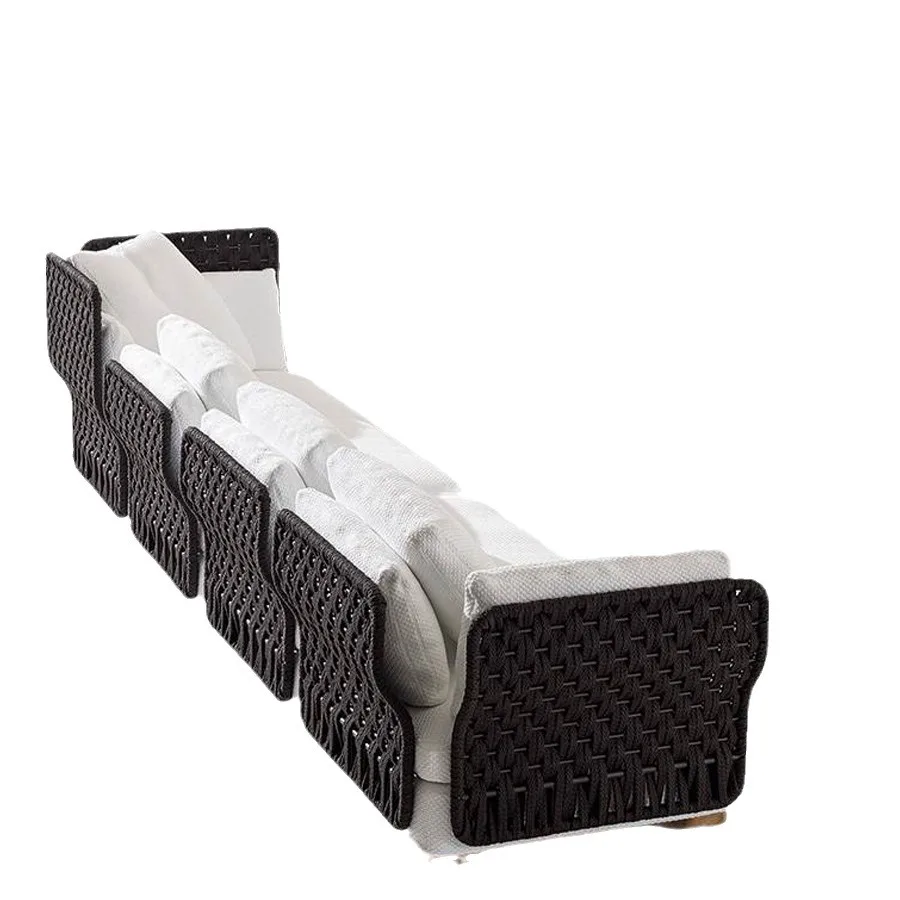 

Outdoor rattan sofa, courtyard bed recliner, villa outdoor Nordic simple white bantam L-shaped sofa