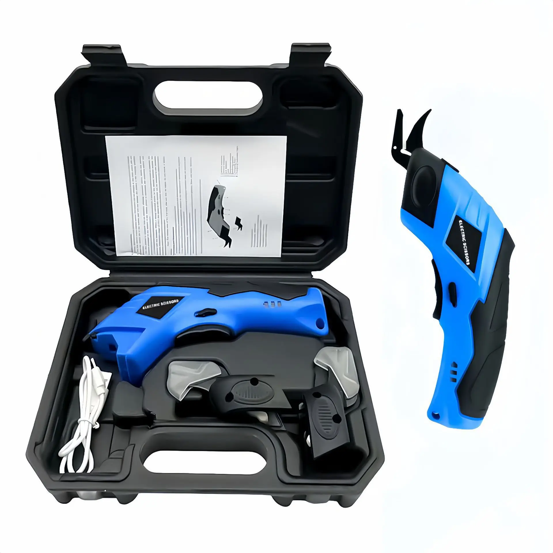 

2 Blades 3.6V Electric Fabric Scissors USB Charging Portable Leather Tailor Cutting Tool Hard Gift Box Pack