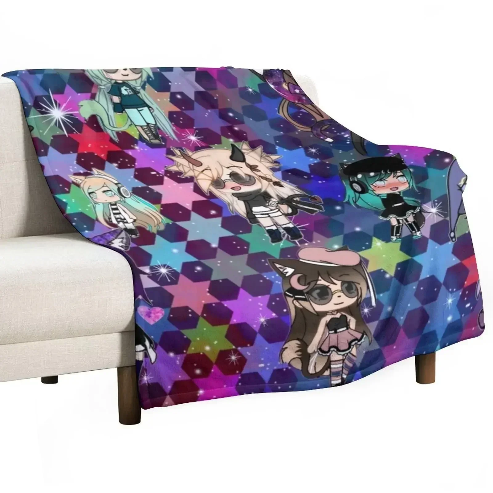 Gacha Life Girl bundle pack stars Throw Blanket Furry Decorative Sofa for babies for winter heavy to sleep Custom Blankets