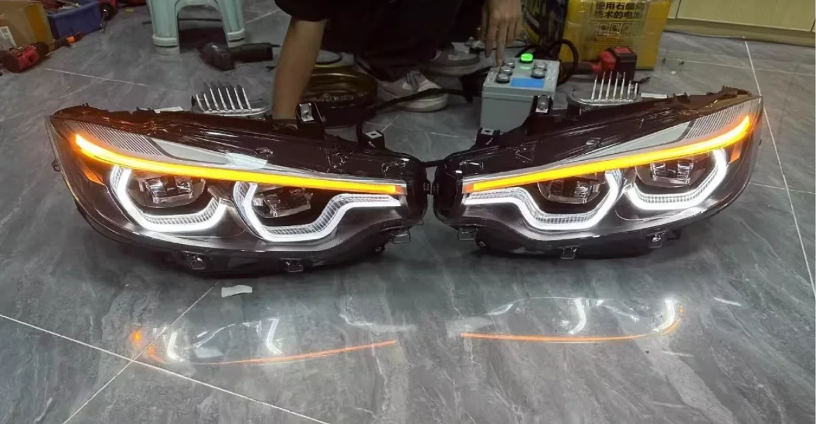 لسيارات BMW M3 M4 F32 F33 F36 F80 F82 الأصفر LED المصابيح الأمامية أيقونة نمط النهار تشغيل أضواء وضوح عالية بدوره إشارة مصابيح DRL #2