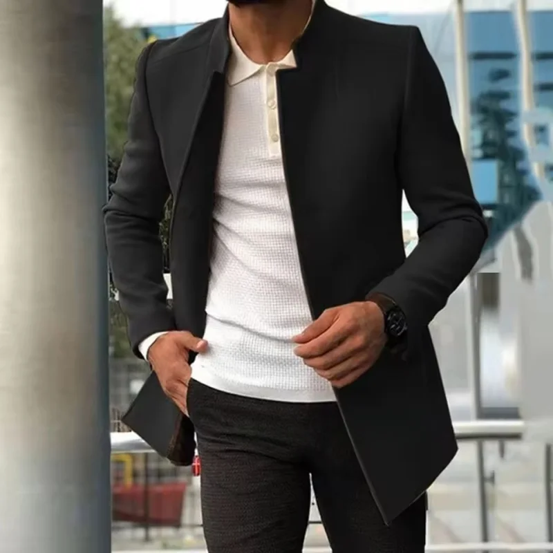 

Spring and Autumn casual youth men's clothing, new fashionable solid color slim fit long sleeved wool jacket, men's suit