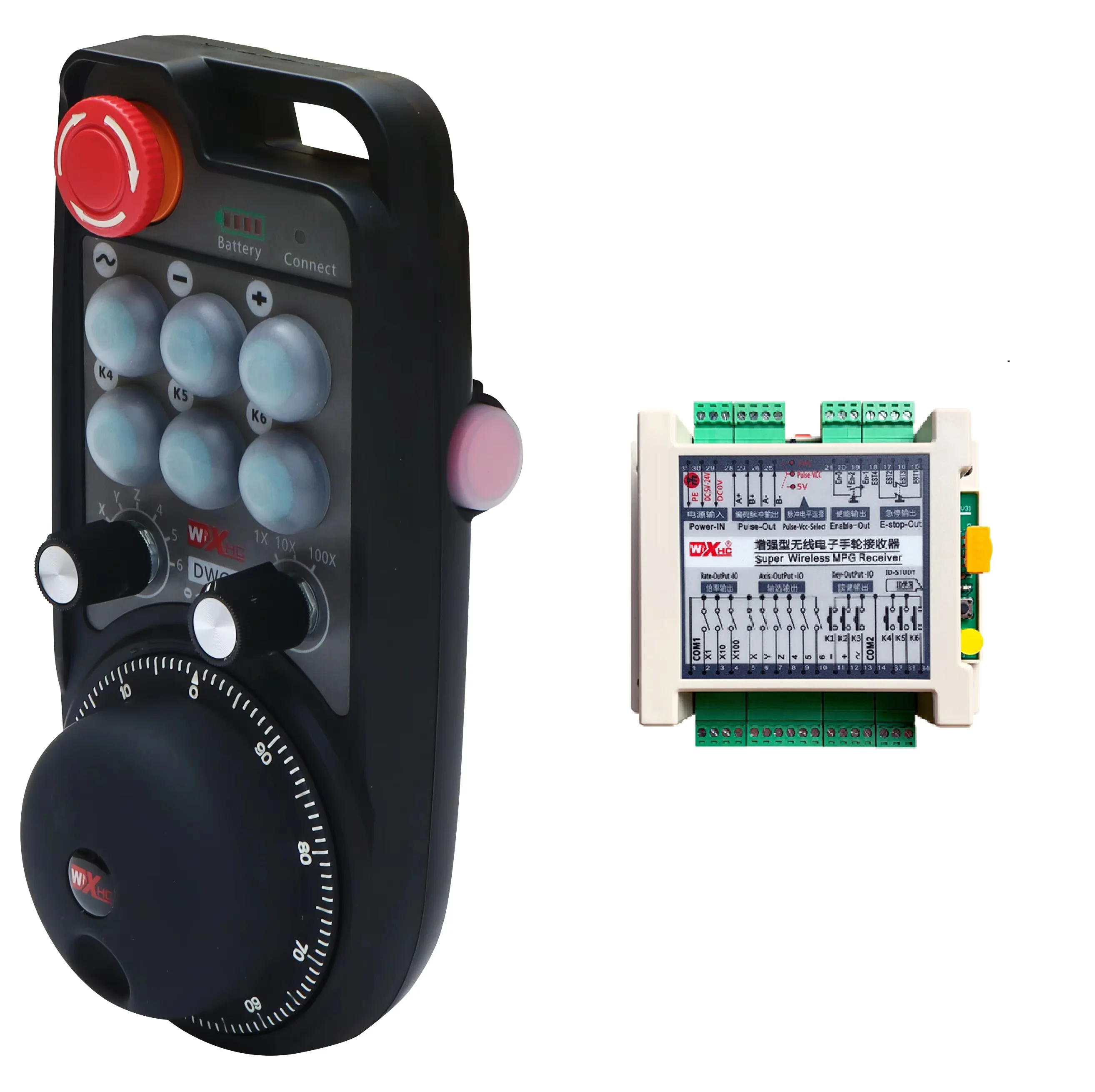 XHC DWGP Wireless Handwheel 433MHz MPG Pendant CNC Manual Pulse Generator 80m for Siemens FANUC Mitsubishi Syntec CNC Router