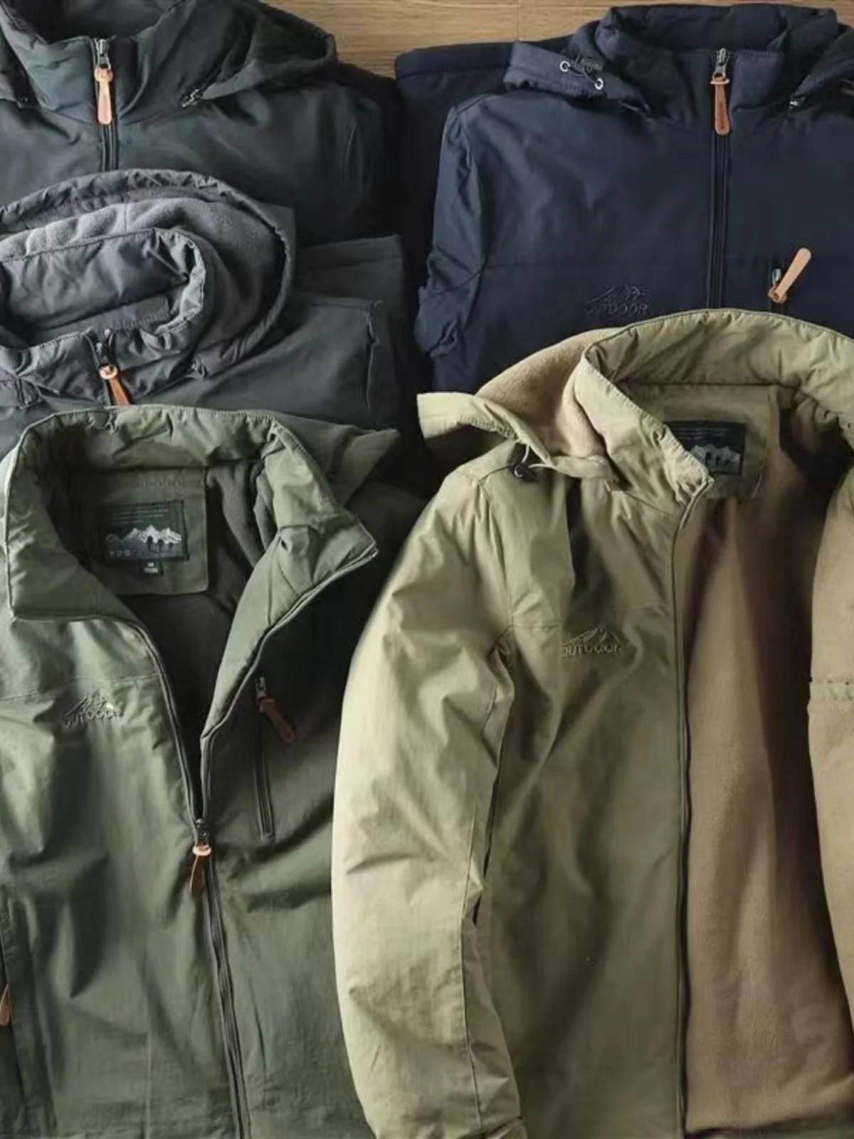 

Men's Thiened Fce Casual Outdoor Jaet Windproof Waterproof Outdoor Workwear Trousers Nylon Fabric Long Sve Zipper C...