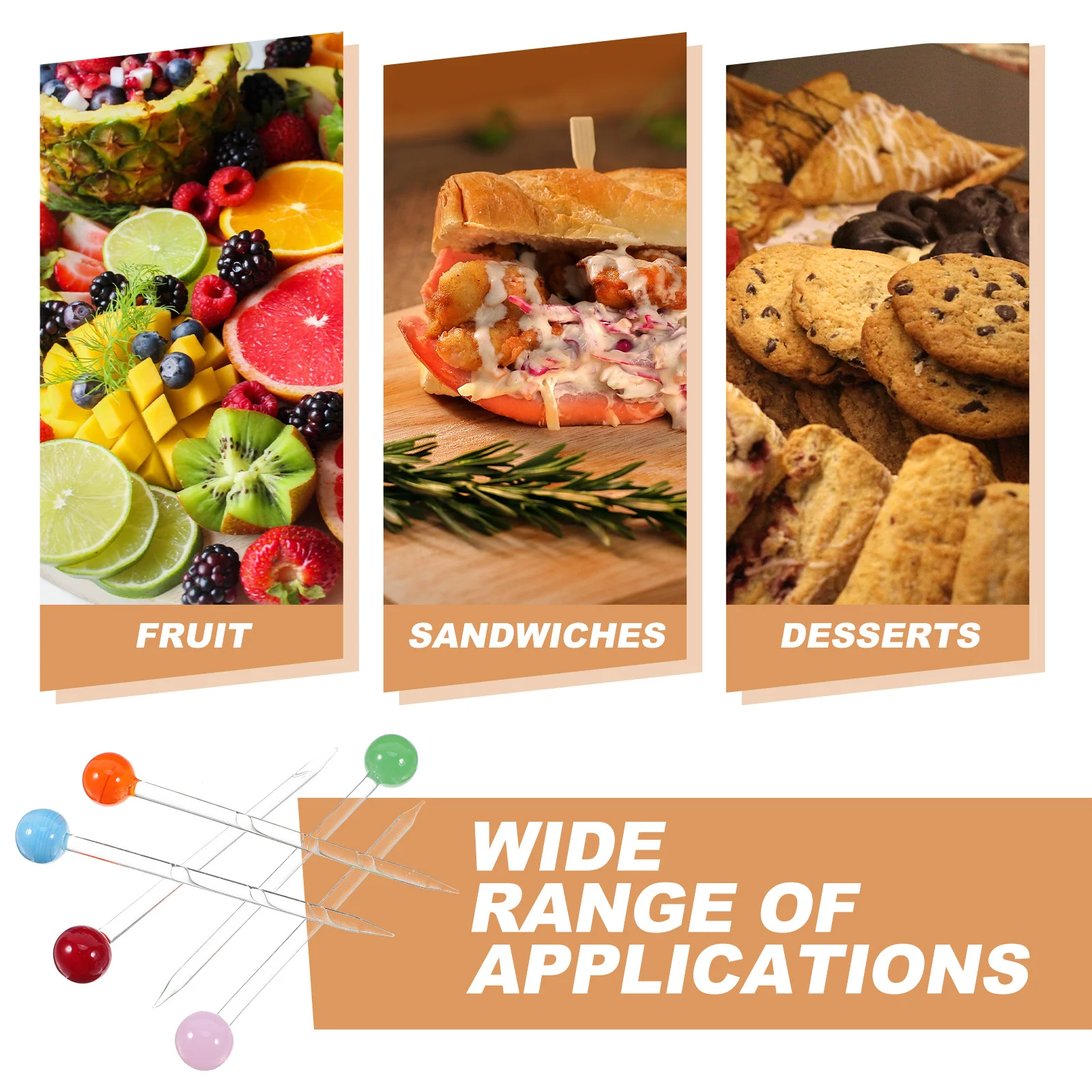 

5Pcs Fancy Glass Fruit Picks Multi-Function Drink Stirrers for Cocktails Juices Coffee Reusable Party Appetizer Skewers