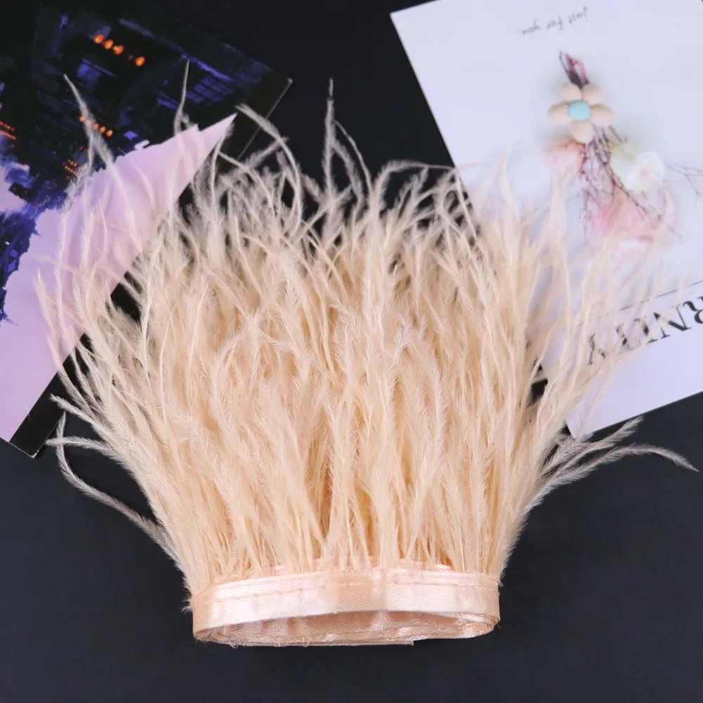 

10-15CM 10 Yards Natural Ostrich feather Trims Ribbon Trimming for Lady Dress Sewing Accessory Ostrich plumas Fringe Hot Sale