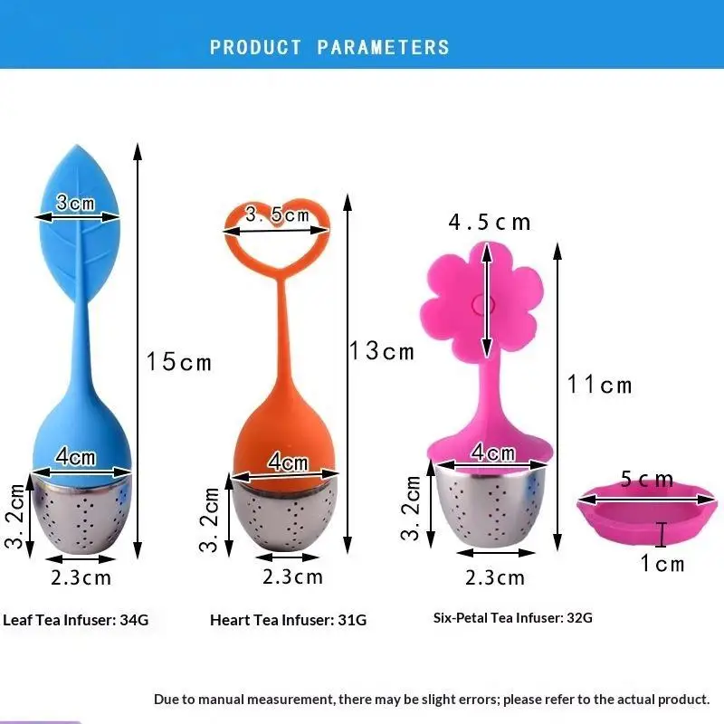 Silicone Loose Leaf Tea Infuser Non-slip Silicone Handle Food Grade Stainless Steel Filter for Daily Use