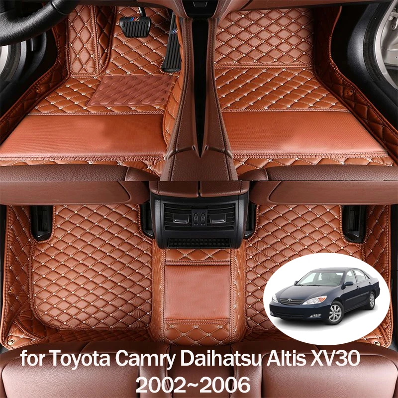 Car Leather Floor Mat for Toyota Camry XV30 Daihatsu Altis 2002~2006 Foot Interior Liner Waterproof Carpet Pad Custom Accessorie