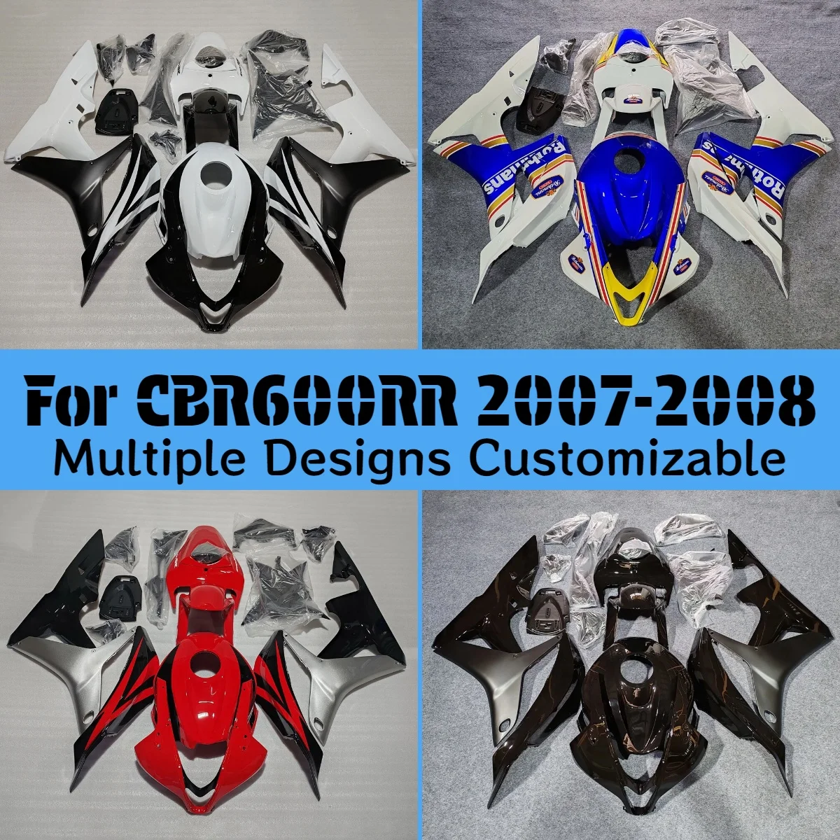 

Cool Fairing Set CBR600RR 2007 2008 Glassy Matte Black Fairings Kit Motorcycle Cowling for HONDA CBR 600RR 07 08