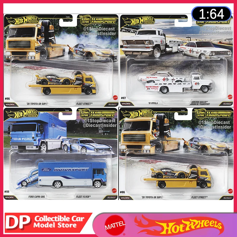 

2026 Hot Wheels Team Transport J Case, Capri GR5 Impala and Supra 1:64 Collectible Die-Cast Vehicle Brand New