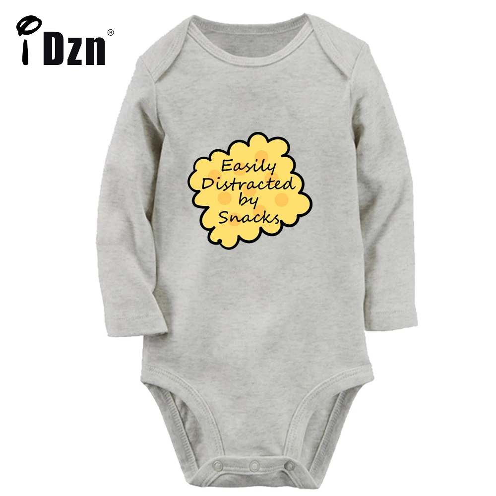 

Easily Distracted by Snacks Freshly Brewed Funny Printed Jumpsuit Cute Baby Boys Rompers Baby Girls Bodysuit Long Sleeve Clothes