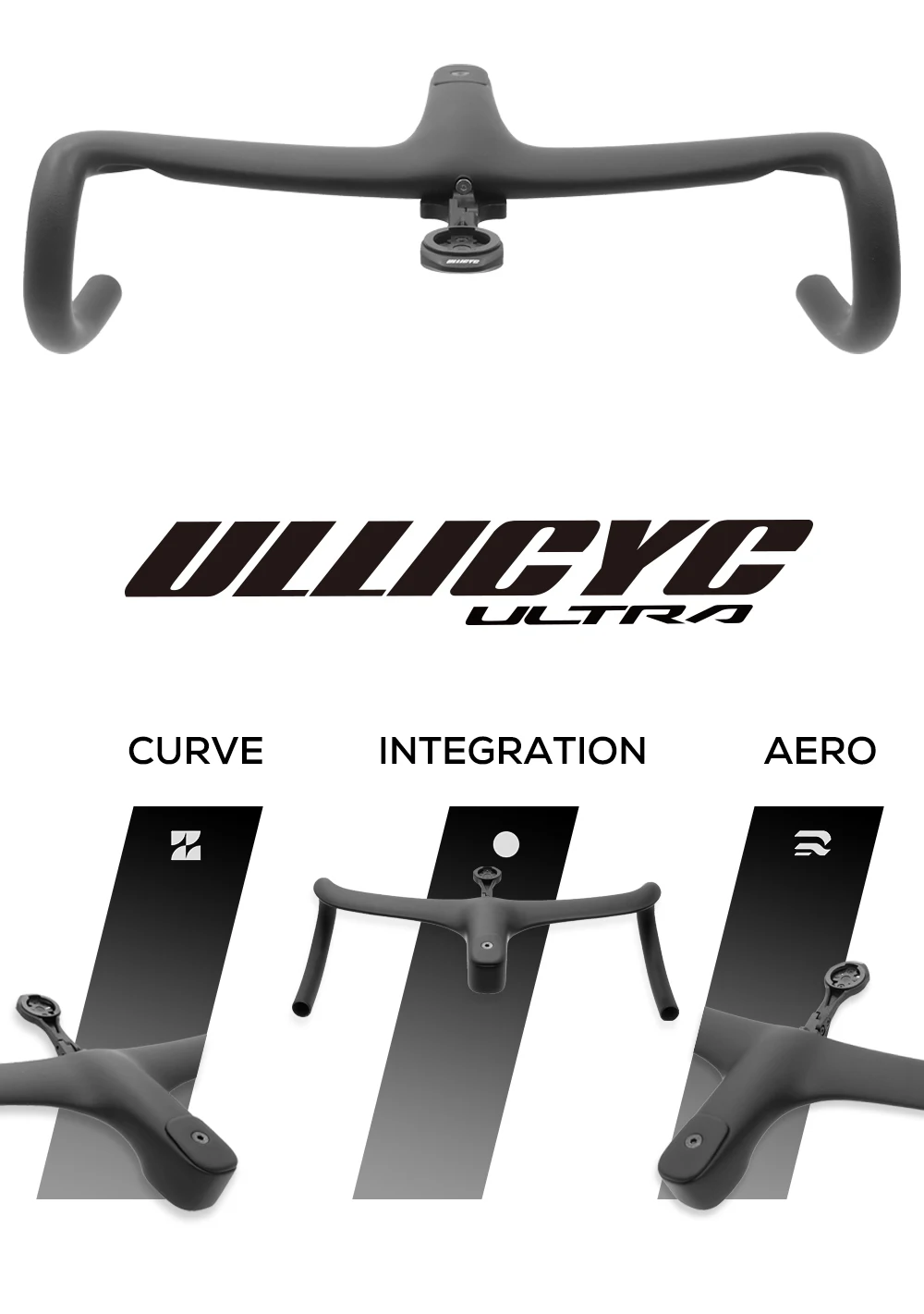 ULLICYC T4 ULTRA Rennrad-Lenker aus Vollcarbon mit integriertem Kabelzug, Cockpit für 360mm-380mm mit Halterung – Detail 11