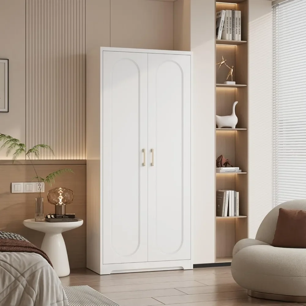 

Wardrobes, 71" Tall Wardrobe Cabinet w/Hanging Rod, Large Freestanding Wardrobes Closet w/Doors and Shelves, Assembly Required