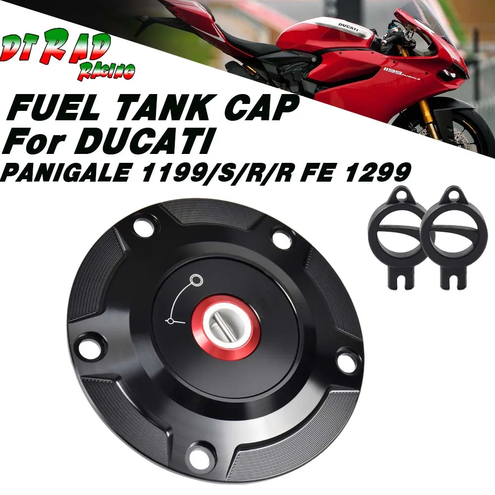 Racing CNC Locking Anti-Theft Fuel Tank Cap For DUCATI PANIGALE 1199/S/R/R FE 1299 Motorcycle With Key Plug Oil Filling Cap