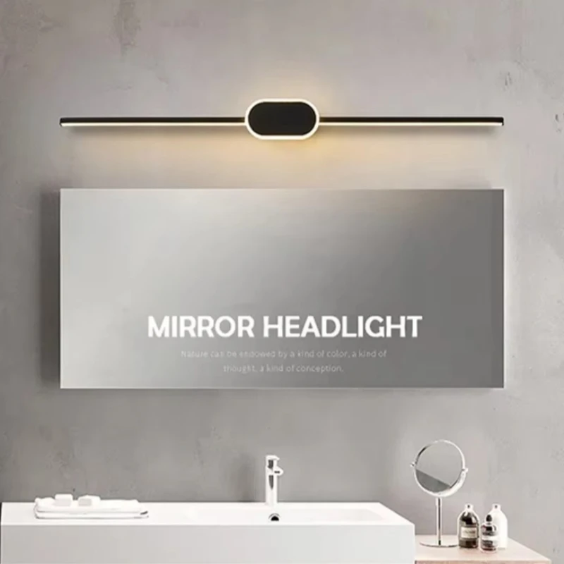 Modern Luxury Bathroom Wall Lamp Black White Aluminum LED Strip Mirror Lamp Bathroom Lamp Simple Bathroom Mirror LED Light