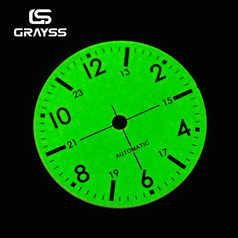 NEU Vollgrünes C3 Lume Pilot 28,5mm Zifferblatt Uhrenzubehör Modifiziert für SKX NH35 NH34 NH36 Miyota 8215 ETA2824 Uhrwerke – Detail 2