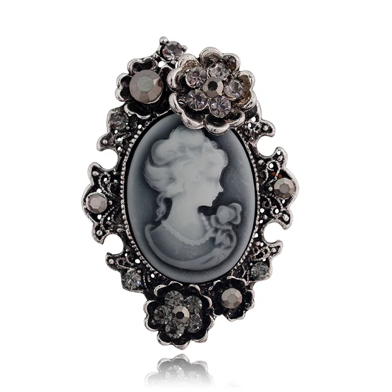 Crystal Rhinestone Lady Vintage Cameo Victorian Style Wedding Party Women Vintage Brooch Pin Clothing Hat Accesories Jewelry