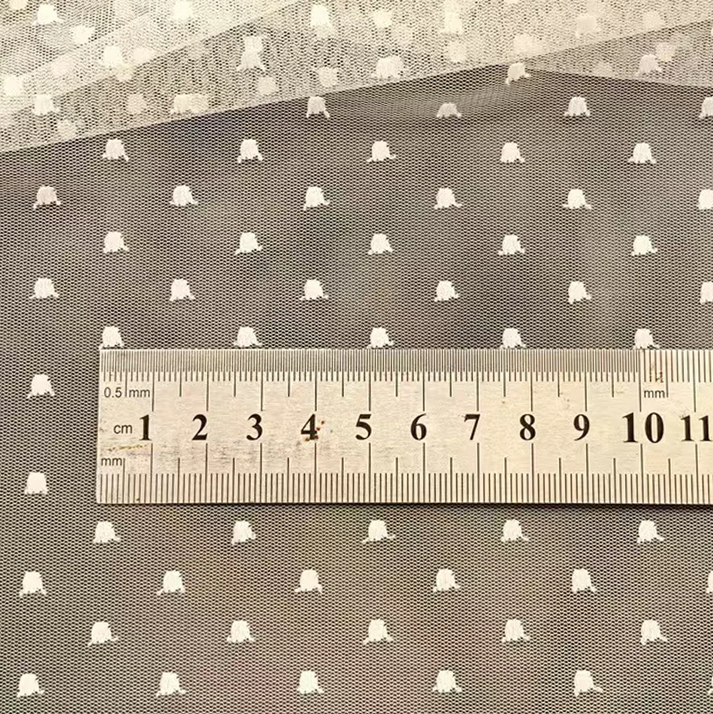 Polyester-Tüllstoff mit Polka-Dots-Muster, Jacquard, leicht, transparent, weich, atmungsaktives Material für DIY-Näharbeiten, Kleider, Röcke, Bastelarbeiten – Detail 3