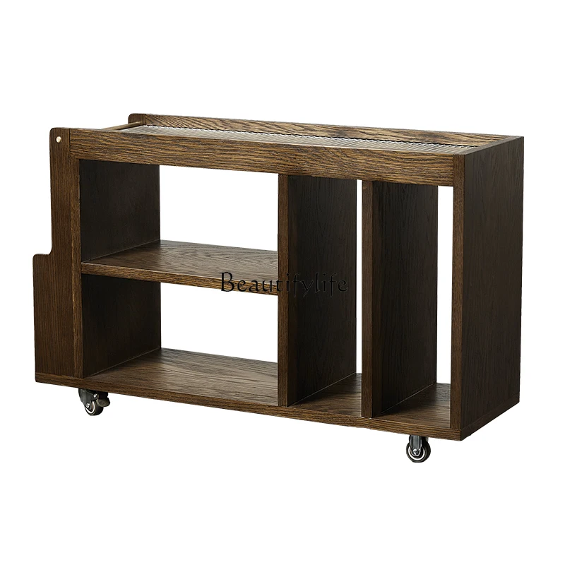 

Solid wood sofa, tea by the side of the cabinet, a few trolleys, simple wind mobile storage side cabinet