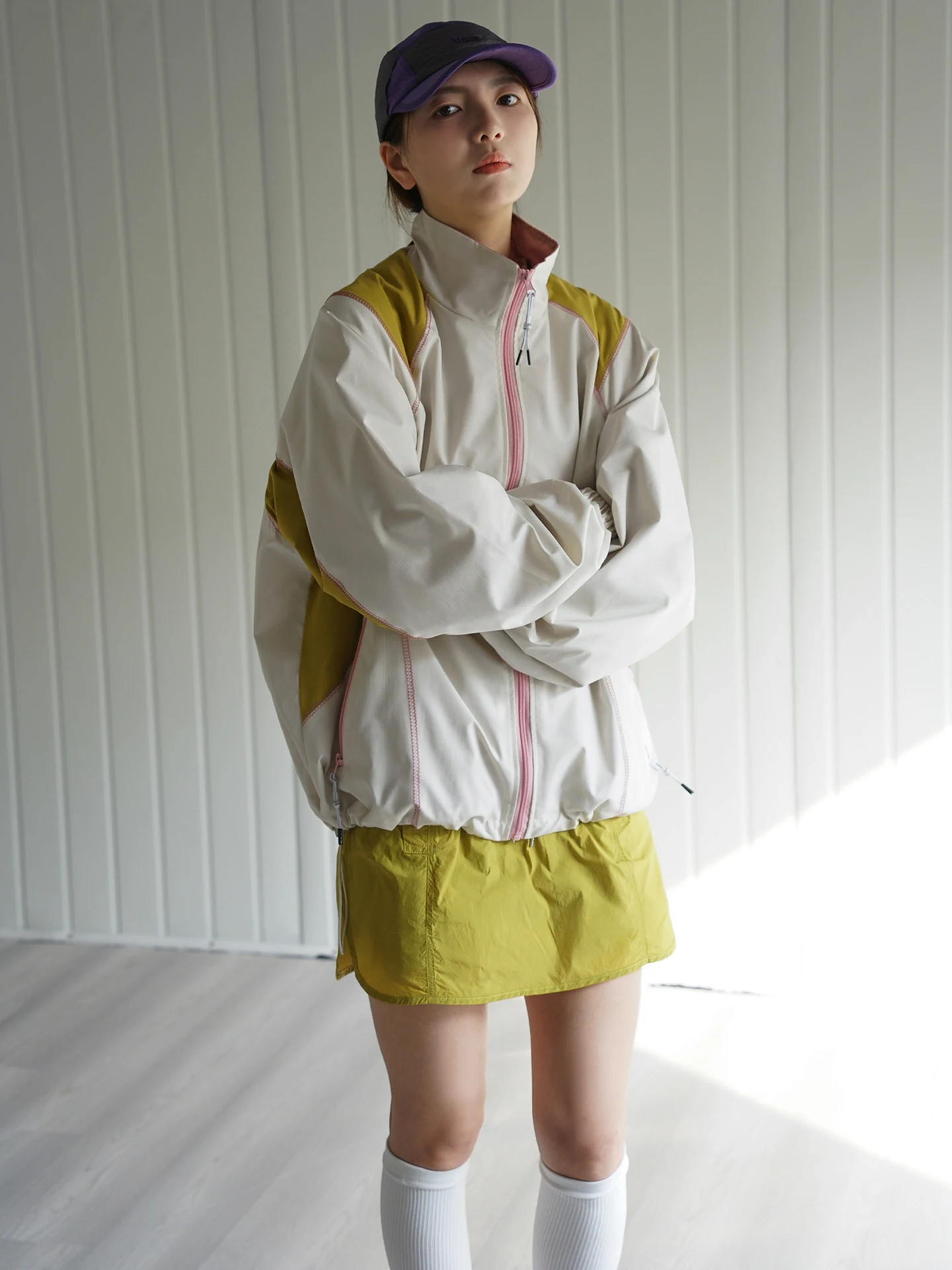 

NBN Retro Color Block Stand Collar Jacket Outdoor Function Spring Outerwear Men's Women's Fashion Brand Short Coat