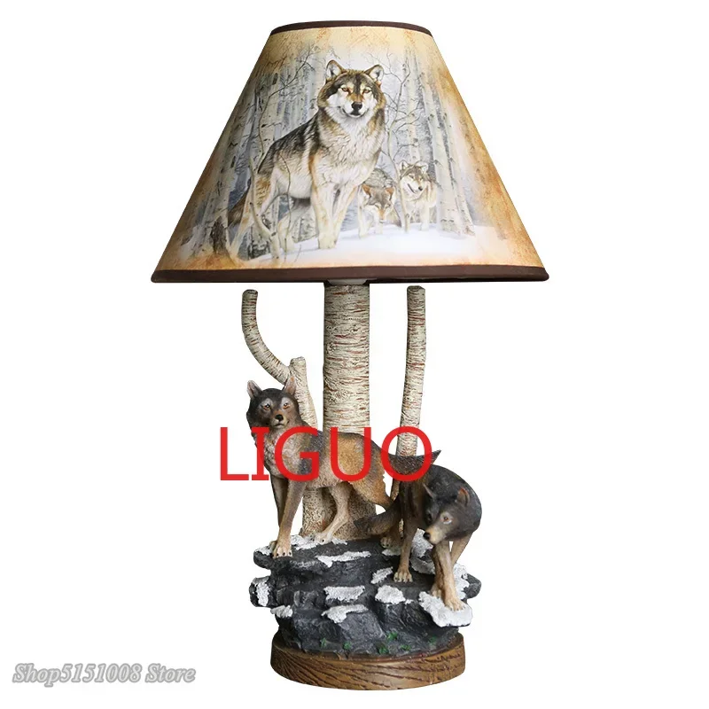 Modern Resin Wolf Table Lamps, Lâmpada Animal, Leitura de Cabeceira, Mesa de Luz para Sala de Estar, Quarto, Home Decor, Suporte de LED