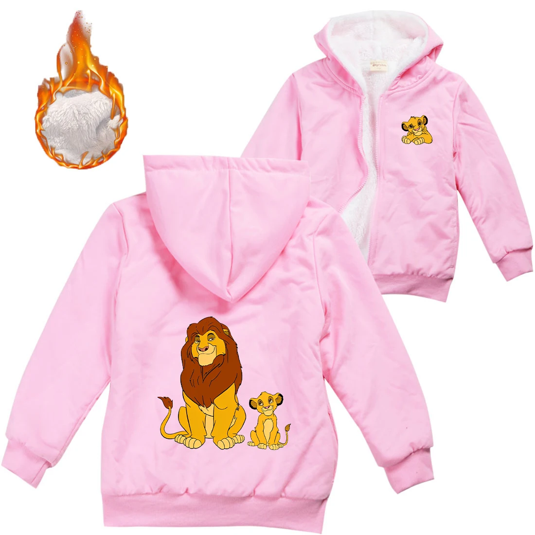 The Lion King Winter Thick Boys Girls With Zipper Coats Warm Hoodies Coat Children Casual Outerwear Sweatshirt