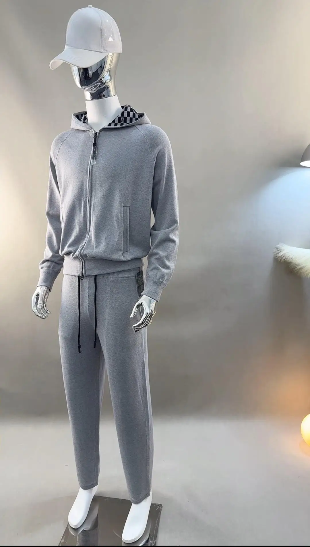 2026 Men Golf Knitted Tracksuit Full Zip Hoodie Jacket Drawstring Pants 2‑Piece Set Soft Casual Golf Outfit