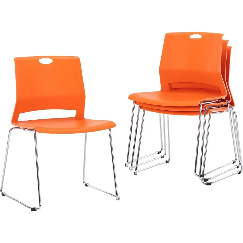 

Sidanli Orange Stacking Chairs-Set of 4