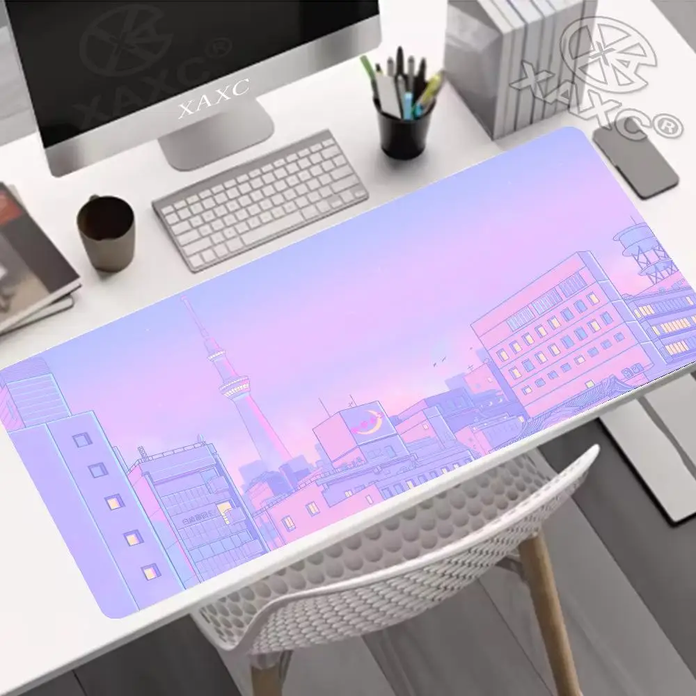 Pink Moon big Mousepad Anime Mouse Pads Gaming Mouse Pad Cartoon Non-Slip Deskmat Keyboard Mat Desk Protector Pc Accessorie XAXC