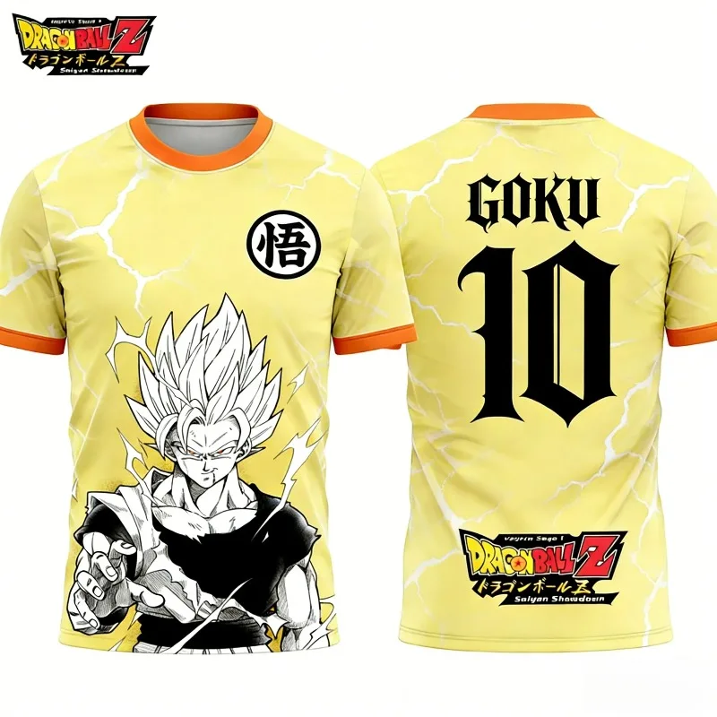 Camiseta de Manga Corta Dragon Ball Z SS3 Goku Kame Symbol, Base Naranja, Estampado 3D, Transpirable, Estilo Shonen Harajuku, Anime, Casual