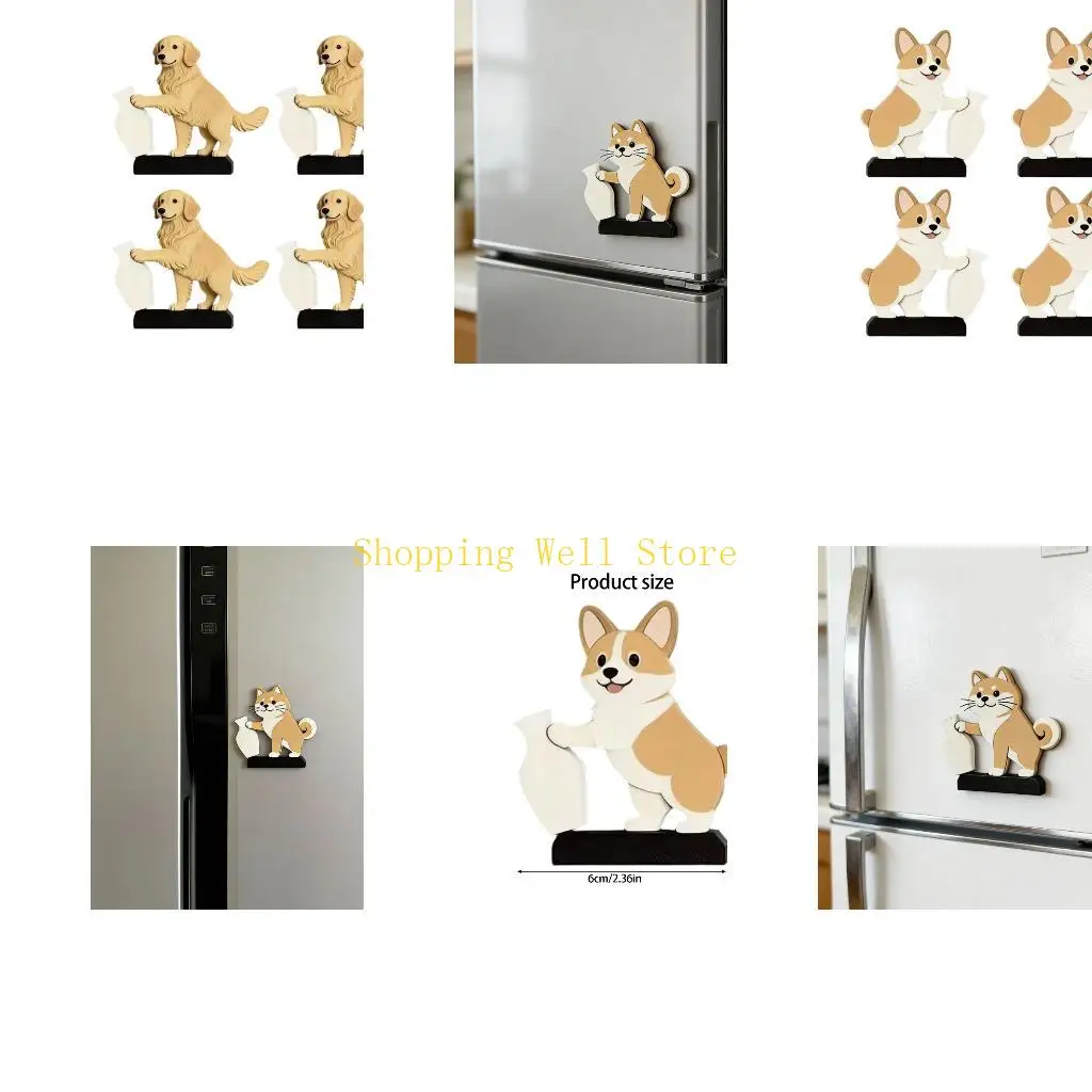 KX4B 4Pcs Dog Vase Fridge Magnets Refrigerator Magnets Fridge Decorative Magnets for Home Whiteboard Classroom Office Locker