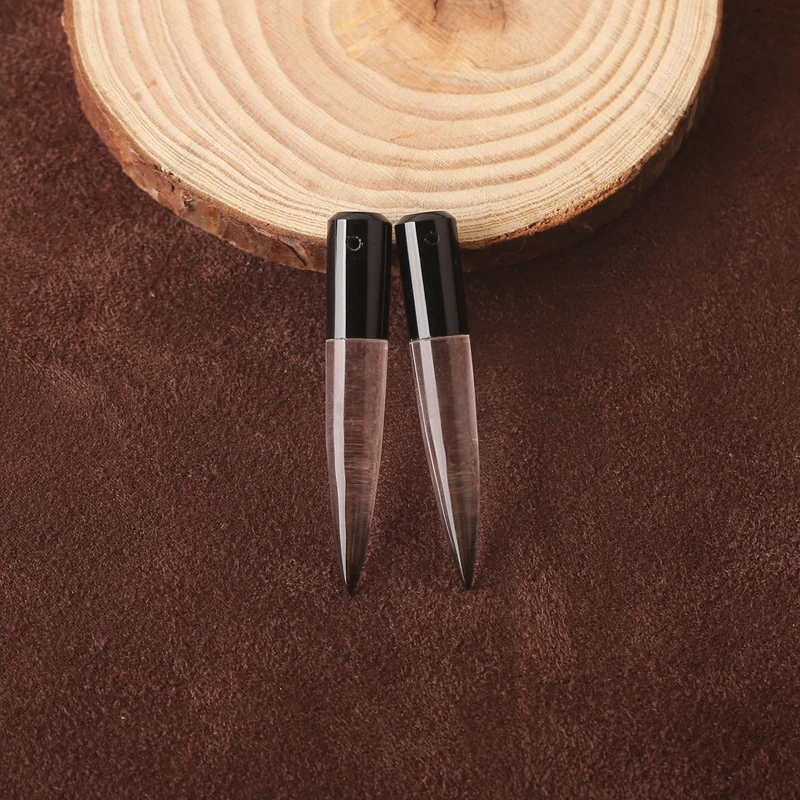 

Handmade Obsidian And Clean Quartz Intarsia Earrings Beads Fashion Jewelry Gift for Women 48x8mm Size 8.8g Weight