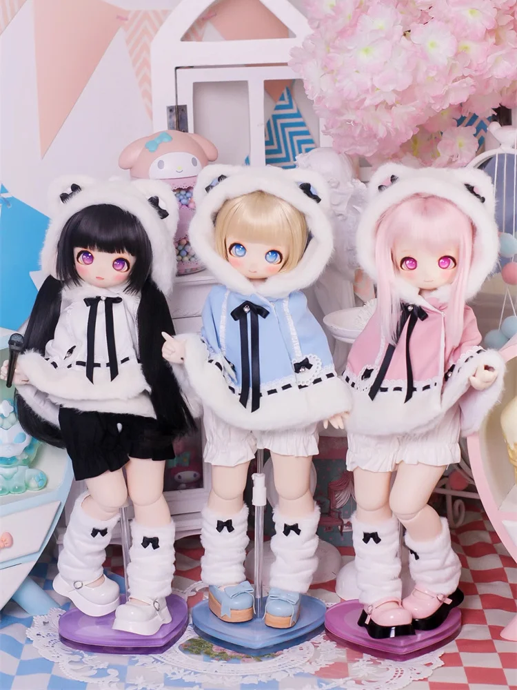 1/4 BJD 人形服ピンクブルーホワイトアクセサリー冬マント衣装人形ドレスアップ Diy 服女の子男の子ギフト (人形なし)