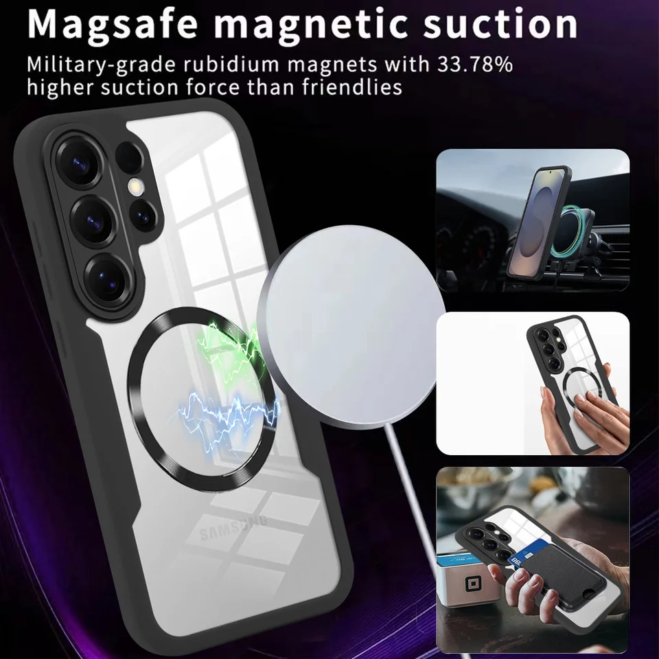 Funda magnética con protección de pantalla PTE de 360 grados para Samsung Galaxy S26 S25 Edge S24 S23 S22 Ultra PLUS FE A07 A56 A36 A26 A16 3
