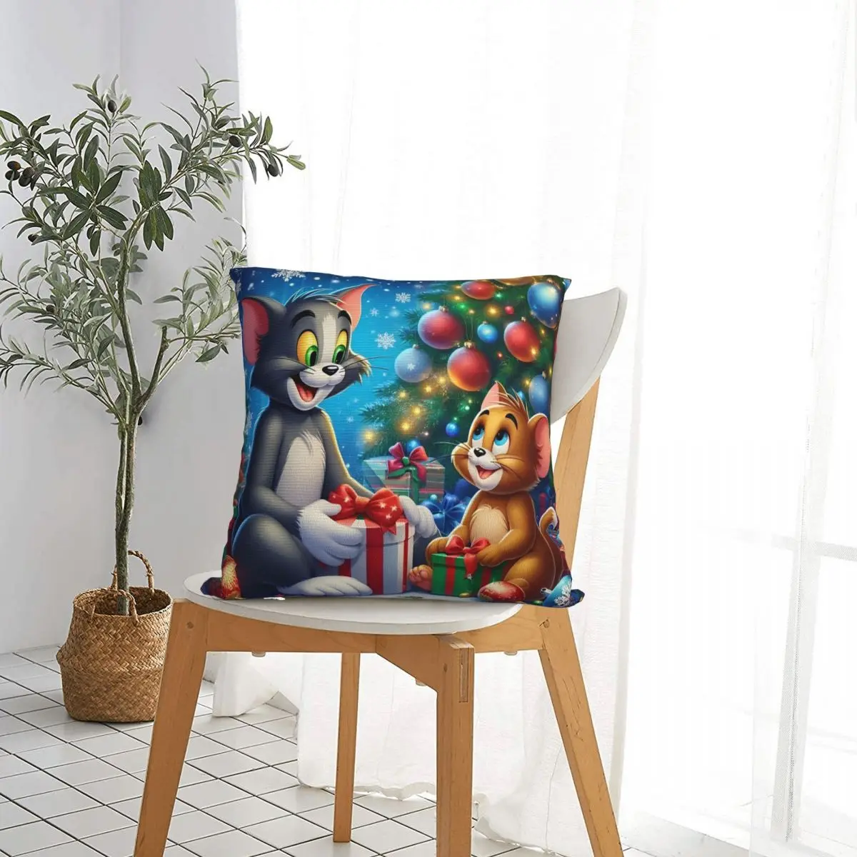 Tom e jerry natal fronha novidade capa de almofada design macio capa de almofada fronhas para sofá casa decorativa