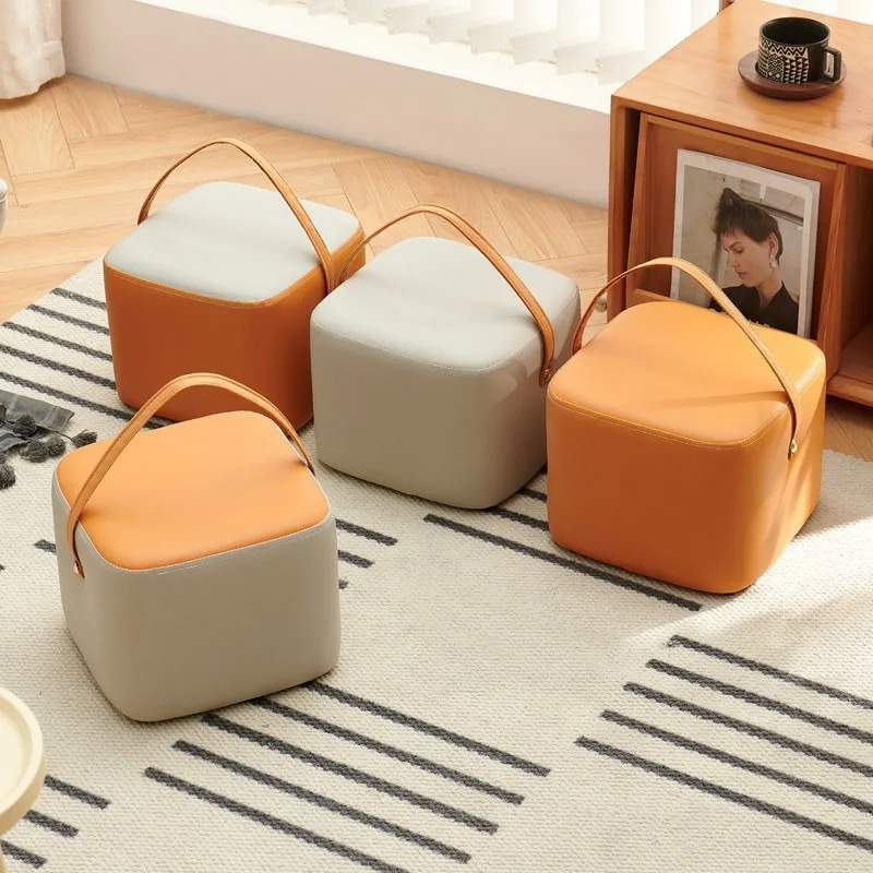 Kleiner Hocker Haushalt niedriger Hocker Sofahocker runder Hocker leichter Luxus einfacher Schuhwechselhocker Holzhocker Massivholz