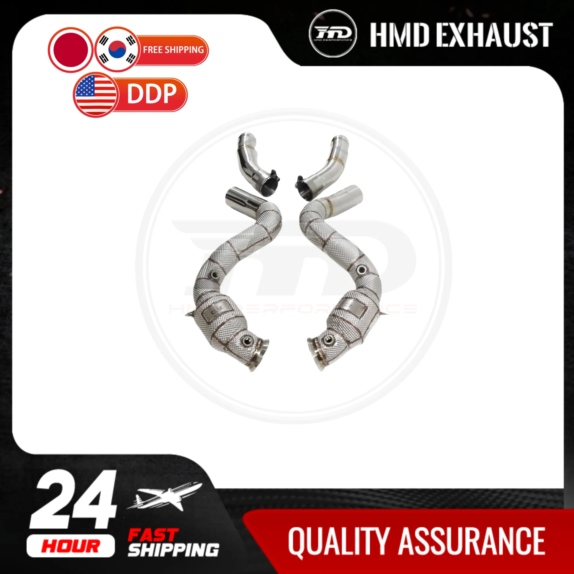 

HMD Hot sale ss304 Exhaust System High Flow Performance Downpipe for Mercedes Benz AMG E63 W213 M177 Engine With Heat Shield