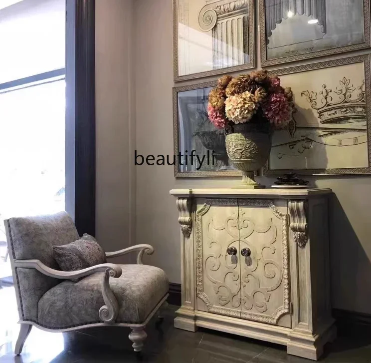 

American art closet postmodern retro French closet retro solid wood porch side cabinet