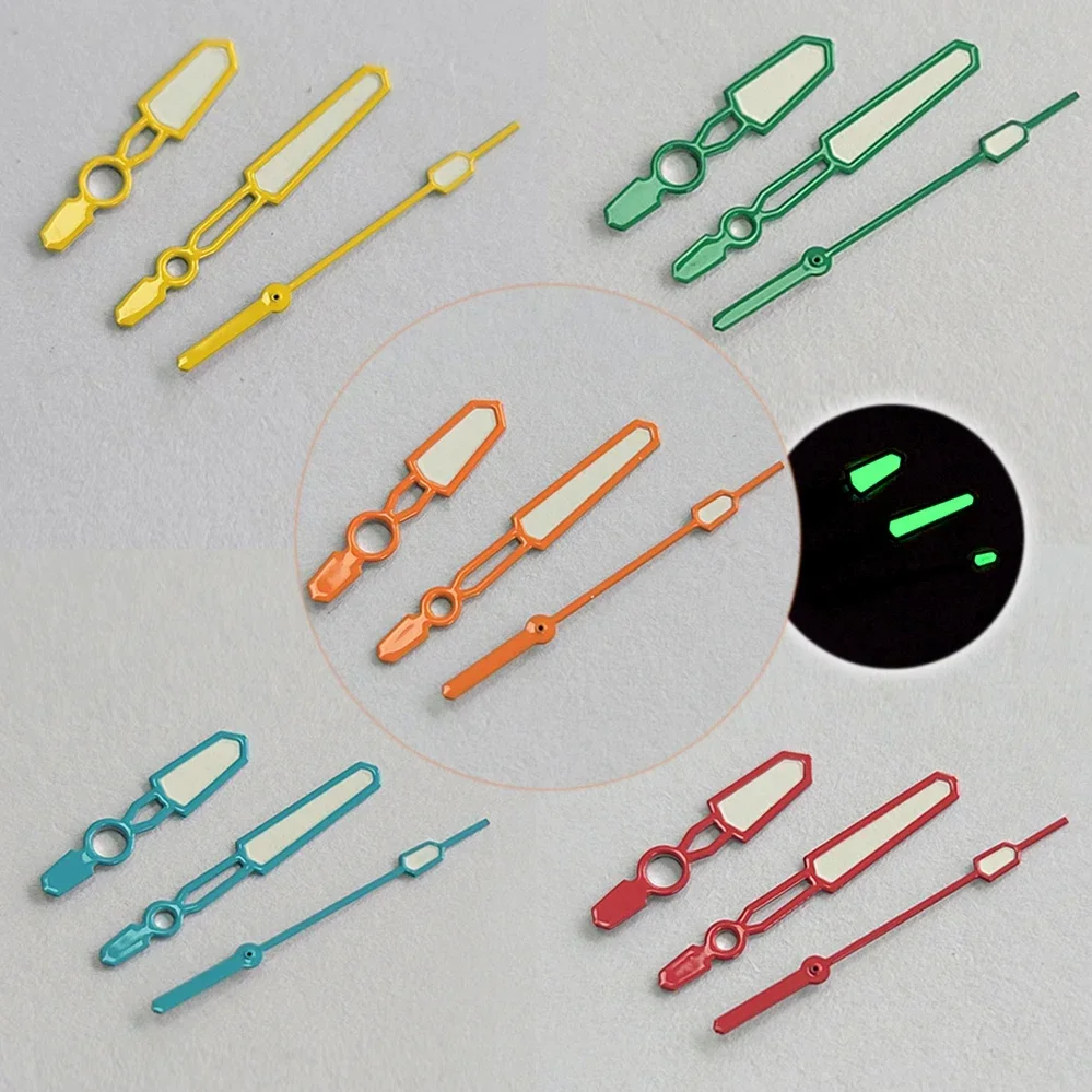 Newest Candy-Colored Watch Hands 8mm 12mm 12.5mm Green Luminous Pointers for NH35 NH36 4R Movement Men Women Watch Parts DIY