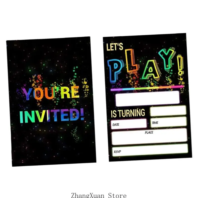 20 Stück/Packung auffällige Geburtstagseinladungen, handgefertigte Neon-Designs, Einladungskarten für unvergessliche Partys, 3 x – Detail 10