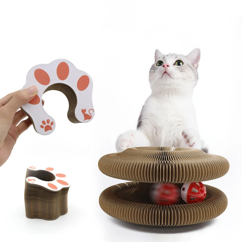

Creative Magic Organ Cat Scratching Board Wear-resistant Foldable Design with Ball Cat Puzzle Toy Interactive Toy for Cats